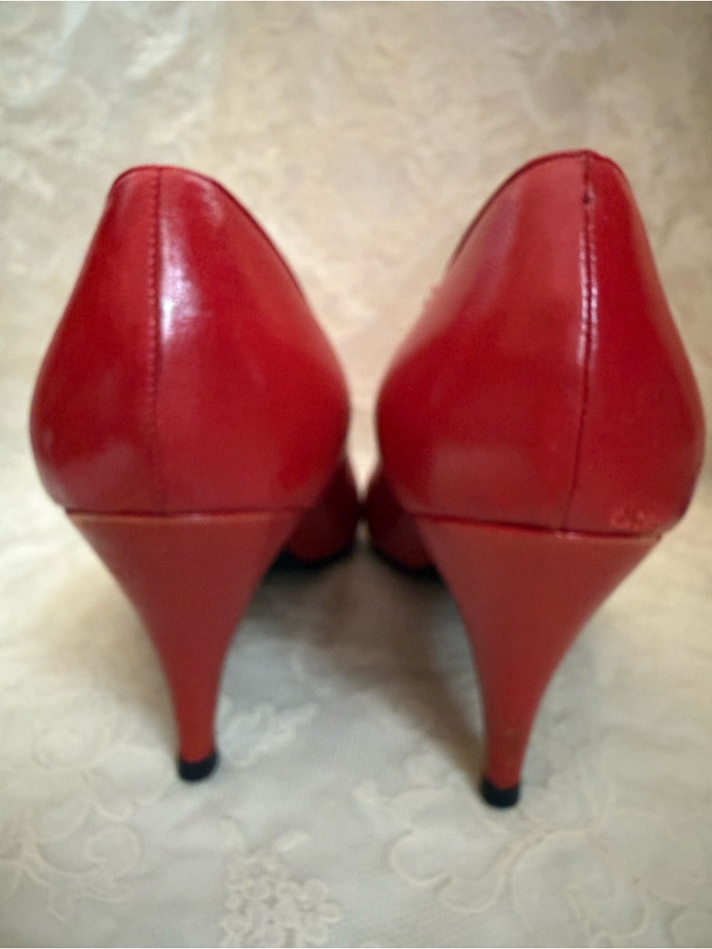 Vintage IMPO Brand Red Leather Pointed-Toe Heels 8.5 1980s 1990s Coquette - Picture 6 of 13